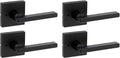 Kwikset Halifax Interior Privacy Door Handle with Lock, Door Lever for Bathroom and Bedroom, Matte Black, Reversible Keyless Turn Lock, with Microban Protection, 4 Pack