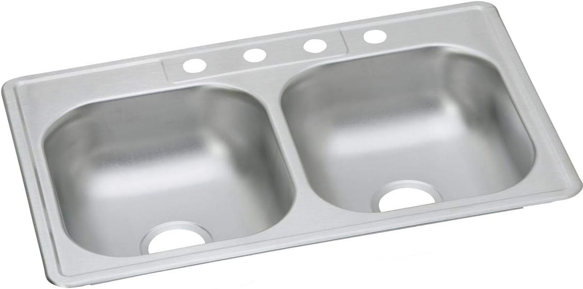 Dayton D233214 Equal Double Bowl Top Mount Stainless Steel Sink