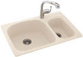 Swanstone KS03322LS.050 Solid Surface 1-Hole Drop in Double-Bowl Kitchen Sink, 33-in L X 22-in H X 9-in H, Tahiti Desert