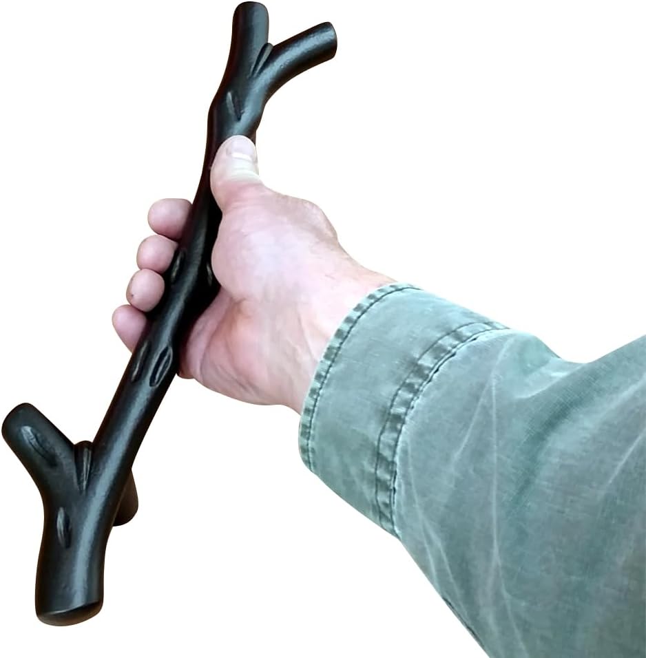 Wild West Hardware Large Tree Branch Barn Door Handle and Matching Smooth Flush Pull - Black Powder Coat Finish - Set