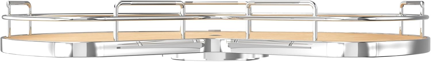 REV-A-SHELF 28' Maple Solid Bottom Kidney-Shaped Lazy Susan for Corner Base Cabinet w/Swivel Bearing