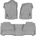 WeatherTech Custom Fit FloorLiners for GMC Sierra 2500HD / 3500HD, Silverado 2500HD/3500HD, Sierra 1500-1st & 2nd Row (467221-465424), Grey