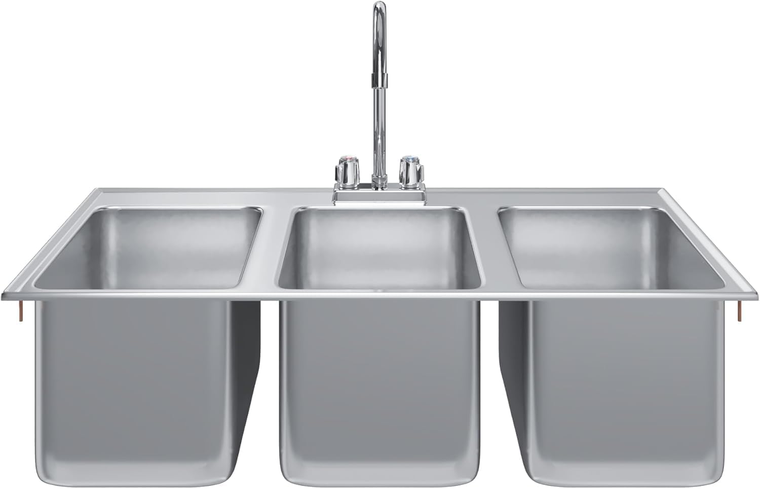 Commercial 3 Compartment Stainless Steel Drop-In Sink – 36' x 18' with Faucet | NSF 3-Bay Utility Sink for Restaurant, Bar & Kitchen Use