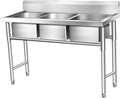 Commercial Catering Sink with Single Cold Water Faucet Standing Single Bowl for Garage Laundry Room and Outdoor Restaurant 175 * 60 * 80 cm,Triple Bowl-145 * 60 * 80 cm