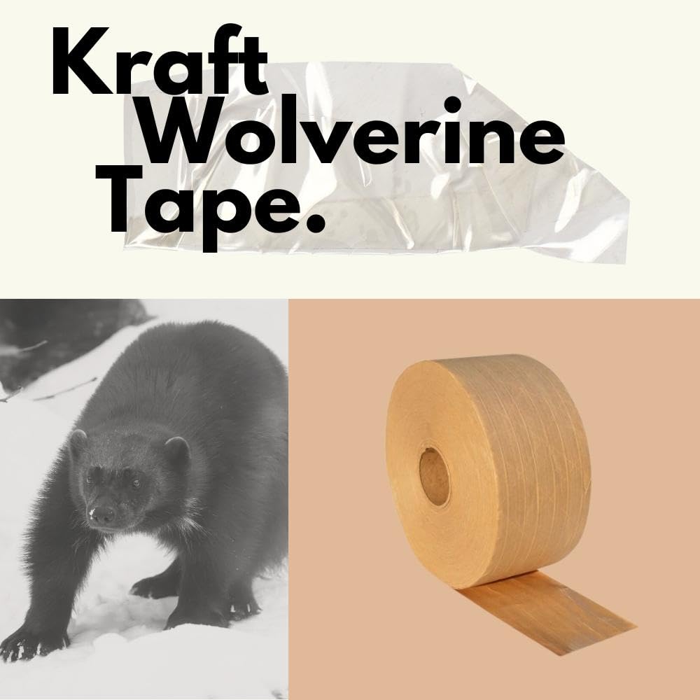 PSBM Kraft Reinforced Gummed Tape, 10 Rolls 6.3 Mil 1.88 Inch 150 Yards Per Roll, Water Activated Adhesive Tape with Fiberglass Strands for Packaging, Shipping, Moving & Sealing