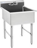 HALLY Commercial Stainless Steel Sink 1 Compartment NSF Prep & Utility Sink with 8' Faucet 24' L x 24' W x 12' D Bowl for Bar, Restaurant, Kitchen, Hotel and Home