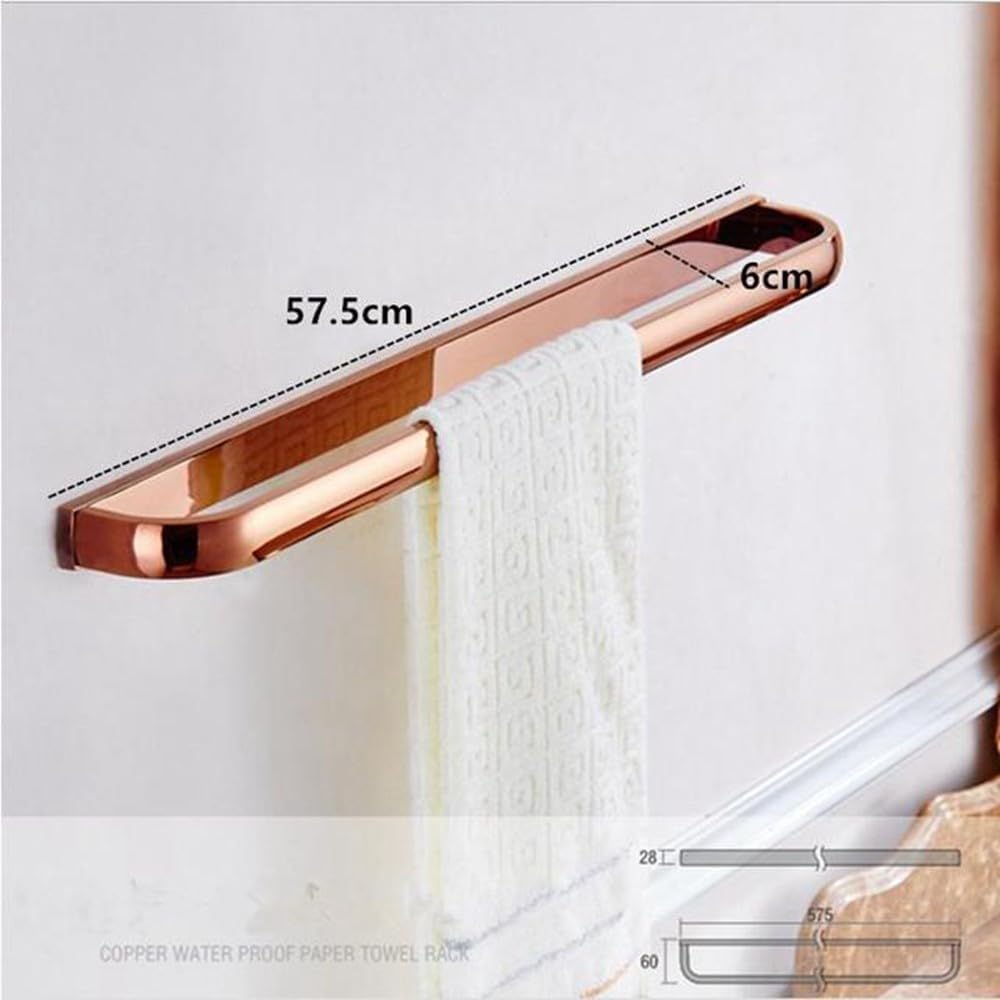 Biggers Luxury Rose Gold Copper Bathroom Accessories Set Paper Holder Towel bar soap Dish Tumbler Holder,Single Bar