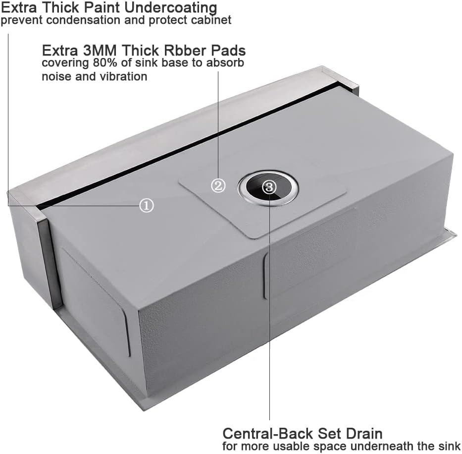 33 Inch Farmhouse Sink Stainless Steel -VOKIM 33x22 Inch Apron Front Kitchen Sink 16 Gauge 304 Stainless Steel Single Bowl Farm Sink