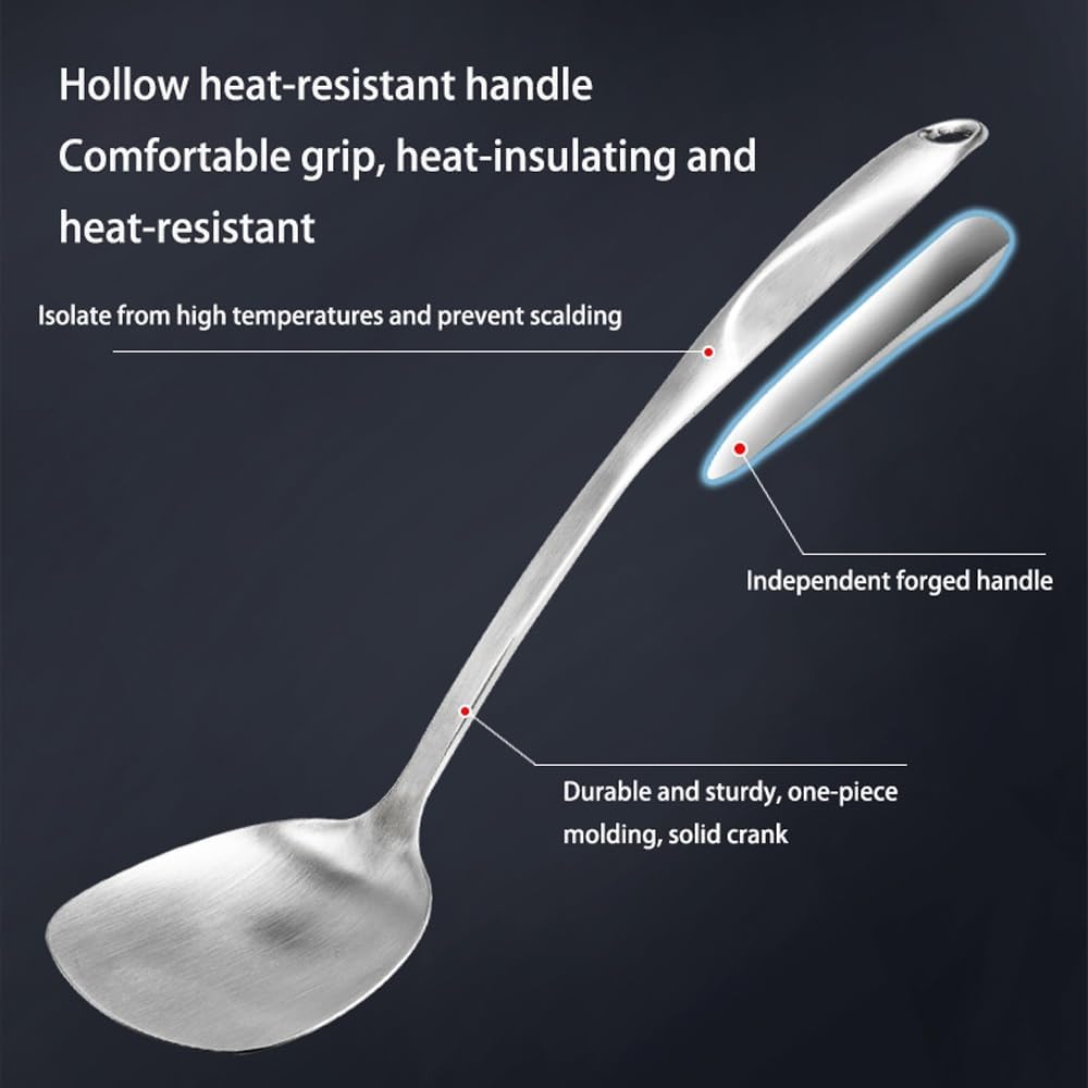 Stainless Steel Cooking Utensils Set with Holder, 7-Pieces All Metal Kitchen Utensils, Kitchen Tools with Countertop Rotating Stand