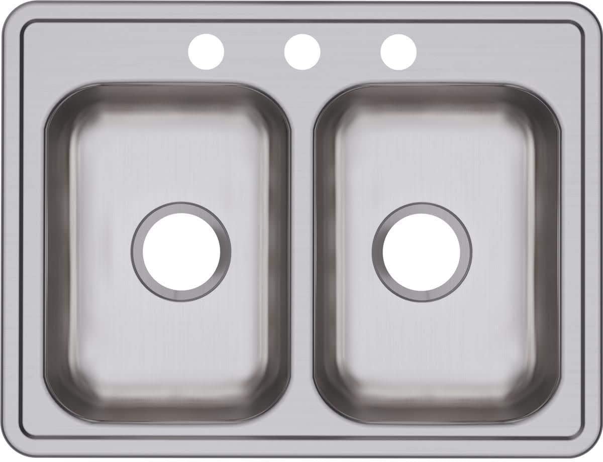 Elkay Dayton Stainless Steel 25' x 19' x 6-5/16', 5-Hole Equal Double Bowl Drop-in Sink