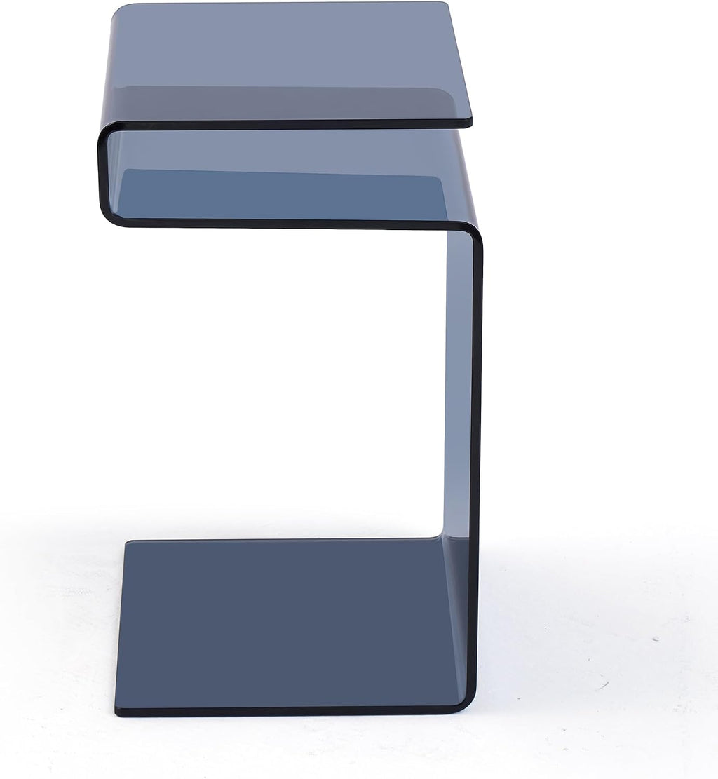 Glass Nightstand,Side Table,S-Shaped End Table for Living Room,Bedside Table for Bedroom (Grey)