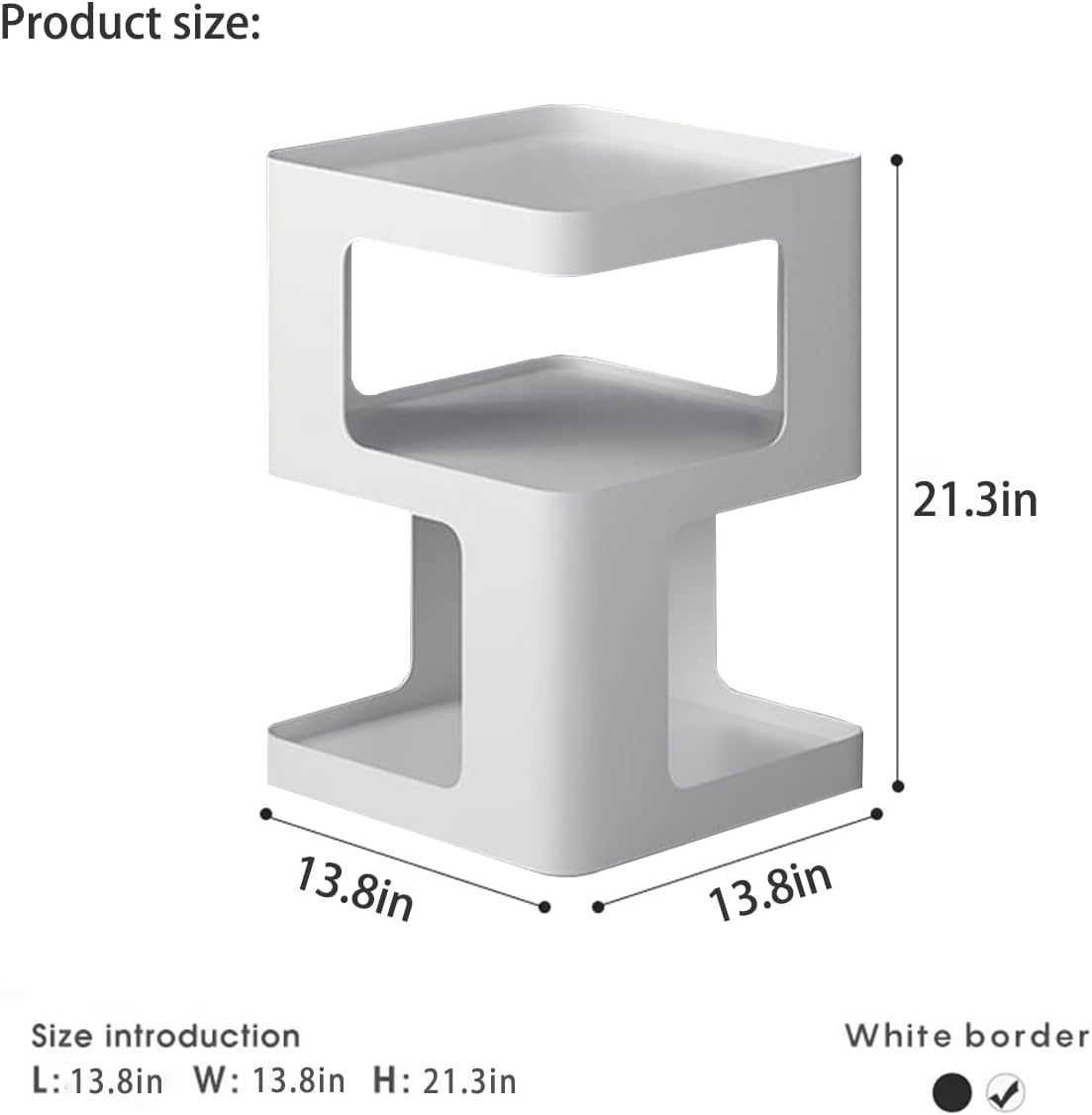 Modern Metal Side Table with Storage,Small End Table for Sofa & Couch,3-Tier Compact Nightstand for Small Spaces,White Bedside Tables for Living Room & Bedroom,No Assembly Required