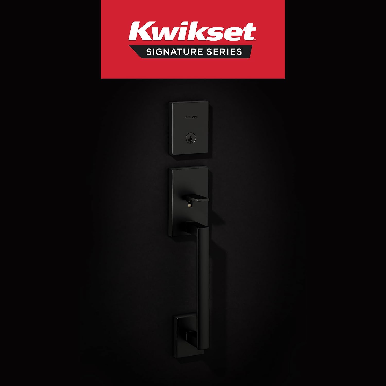 Kwikset San Clemente Front Door Lock Handle and Deadbolt Set, Entry Handleset Exterior with Interior Reversible Lever, Matte Black, Pick Resistant SmartKey Rekey Deadbolt Security