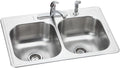 Elkay Dayton Stainless Steel 33' x 22' x 8-1/16', 4-Hole Equal Double Bowl Drop-in Sink and Faucet Kit