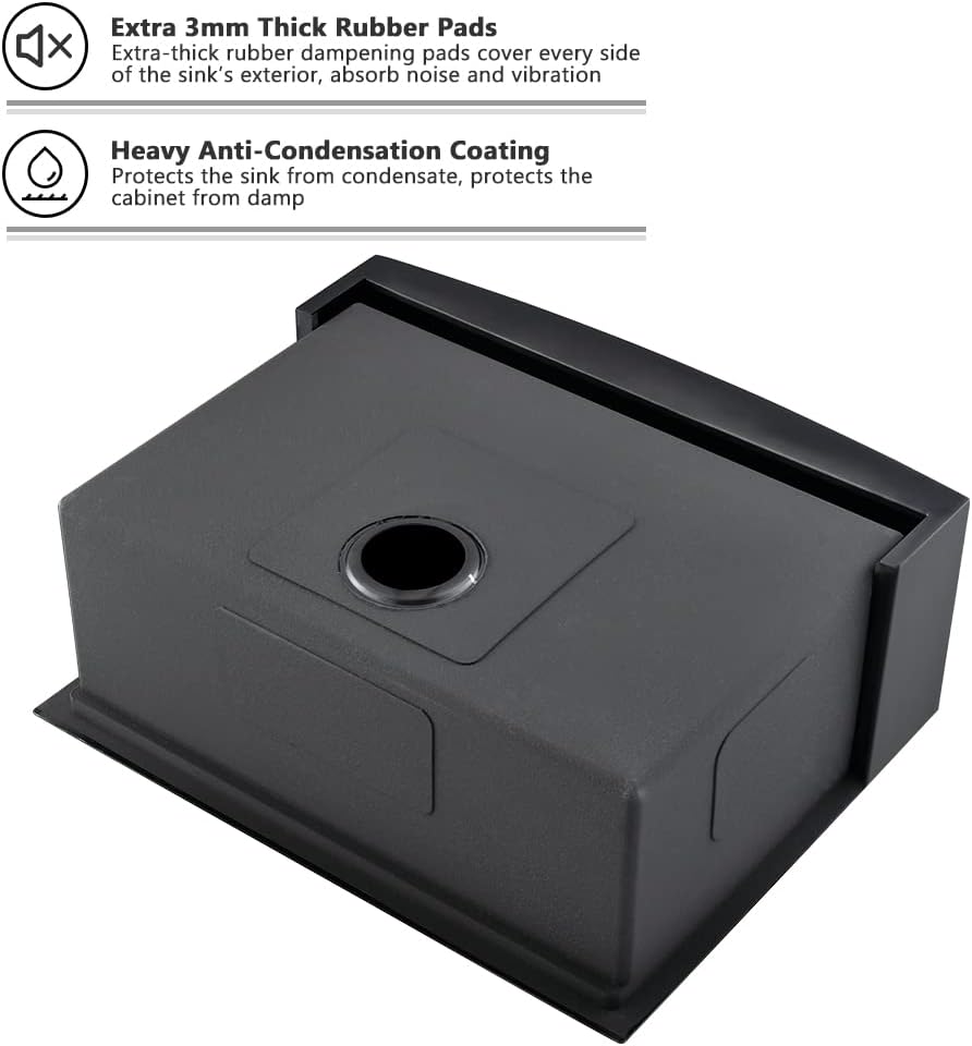 24 Inch Black Farmhouse Sink Workstation-VASOYO 24x22 Apron Front Farmhouse Kitchen Sinks Black Stainless Steel 16 Gauge Deep Single Bowl Farm Sink Undermount with Cutting Board