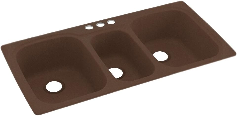 Swanstone KS04422TB.123-3 3-Hole Solid Surface Kitchen Sink, 44' x 22', Acorn