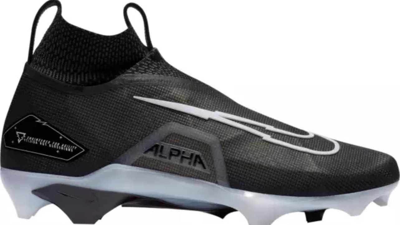 Nike Alpha Menace Elite 3 White/Particle Grey/Opti Yellow/Black Mens Football Cleat.