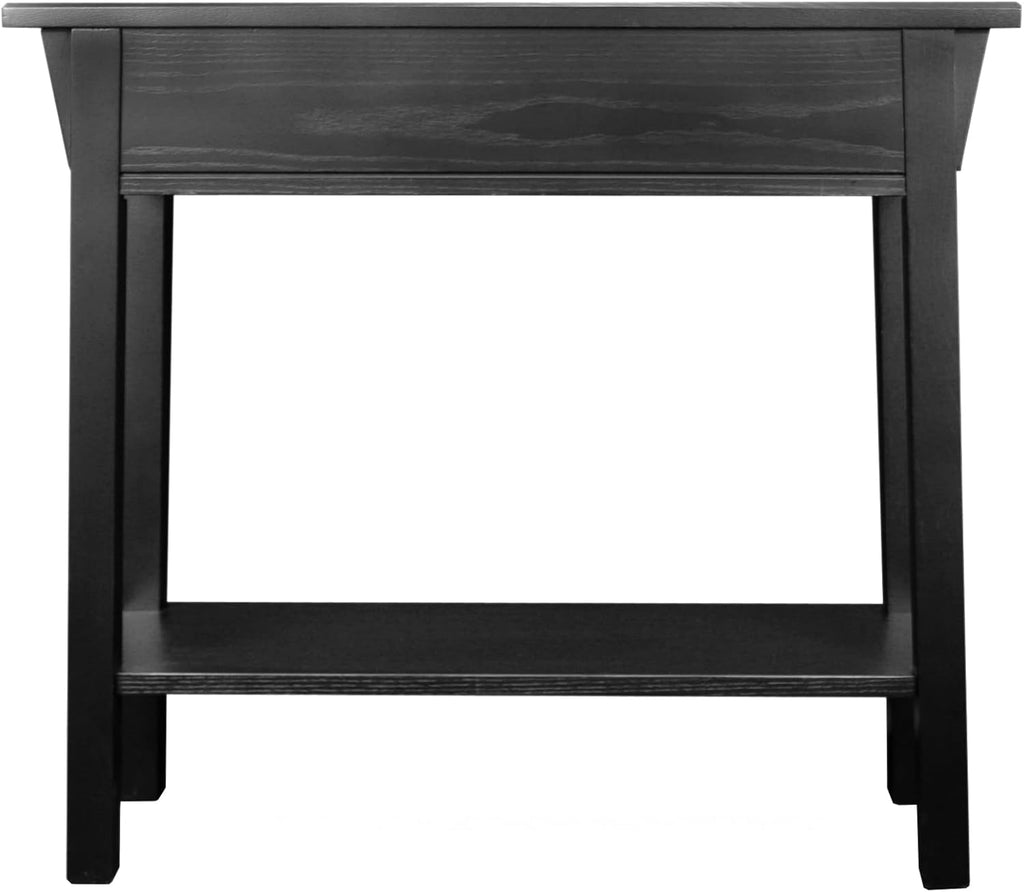 Leick Home Mission Console Table, Solid Wood, 1 Storage Drawer, Bottom Display Shelf, Narrow Depth, Easy-Assembly, For Living Room/Hallway, Slate Black, 30 in L x 10 in W x 28 in H, 9057-SL
