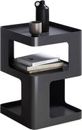 Modern Metal Side Table with Storage,Small End Table for Sofa & Couch,3-Tier Compact Nightstand for Small Spaces,Black Bedside Tables for Living Room & Bedroom,No Assembly Required