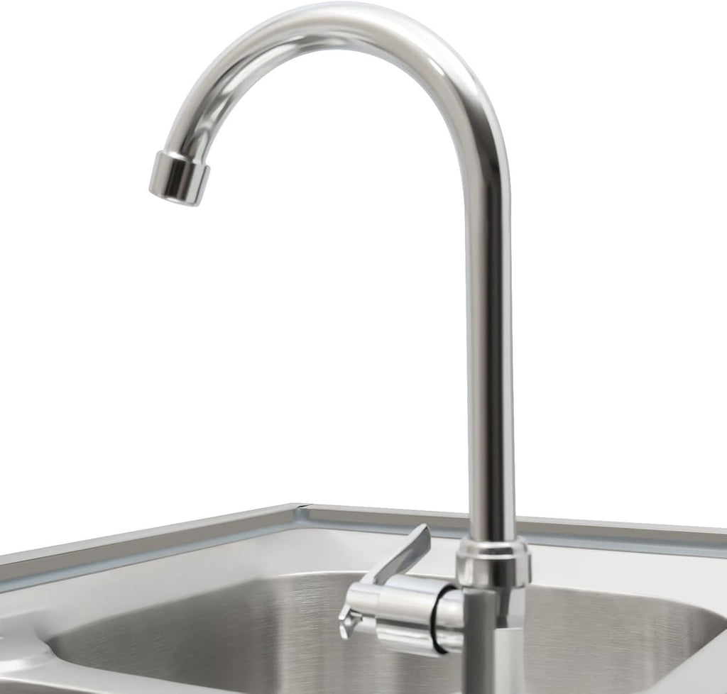 Free Standing Commercial Kitchen Sink Stainless Steel, Double Bowl Utility Sink with 2 360° Rotatable Faucet and Water Pipes Restaurant Outdoor Utility Sink Left Dual-Bowl (47x17.7x31.5in)