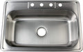 Kingston Brass Gourmetier GKTS332290 Studio Self Rimming Single Bowl Sink, 33-Inch L x 22-Inch W x 9-Inch H, Brushed Stainless Steel