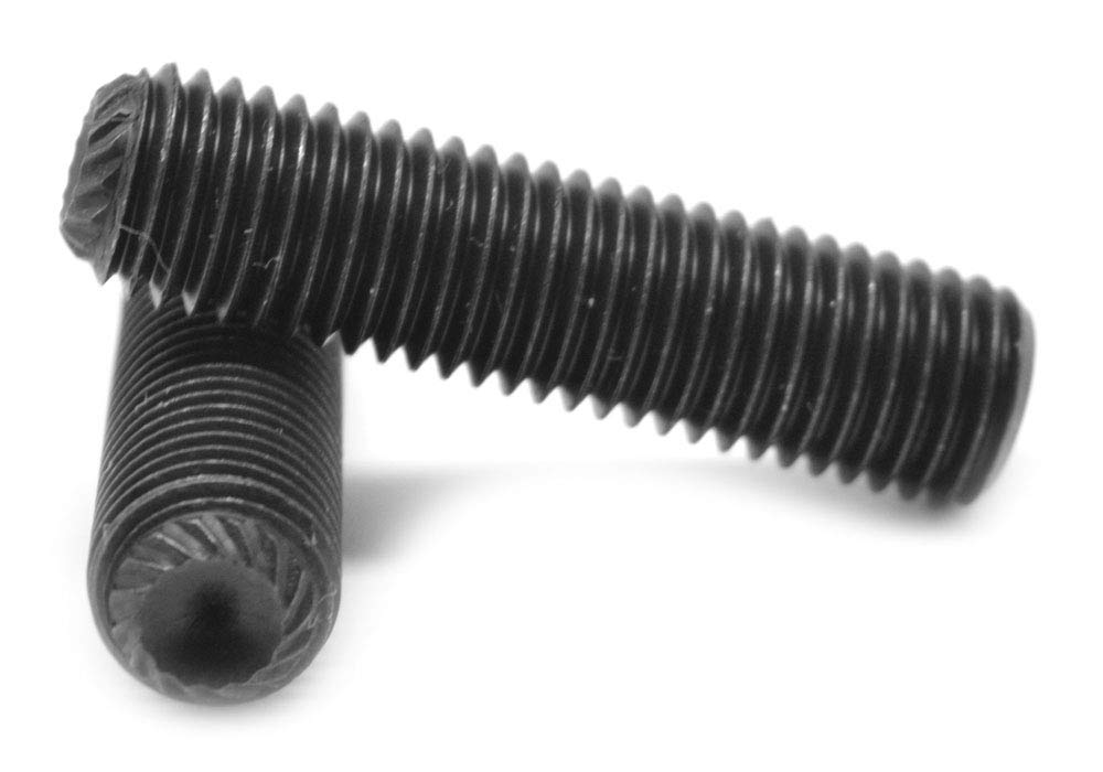 #10-32 x 3/16' Fine Thread Socket Set Screw Knurled Cup Point Alloy Steel Black Oxide Pk 2500