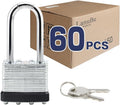 LanuBe Lock Laminated keyed Padlock (1-9/16', 40mm), keyed Alike Locks, Long Shackle,Marked Black Plastic Hoop, Pack of 60