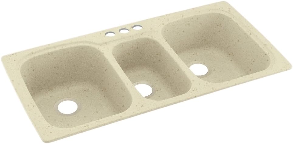 Swanstone KS04422TB.169-3 3-Hole Solid Surface Kitchen Sink, 44' x 22', Caraway Seed