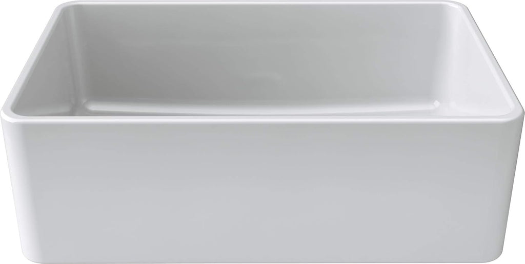 Fireclay Sink, Single Bowl Farmhouse Apron Kitchen Sink, White, (30')