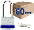 LanuBe Laminated Padlock 1-9/16inch (40mm) Long Shackle 60 Pack Keyed Alike, Blue Plastic Hoop, Bulk Locks for Warehouse, School
