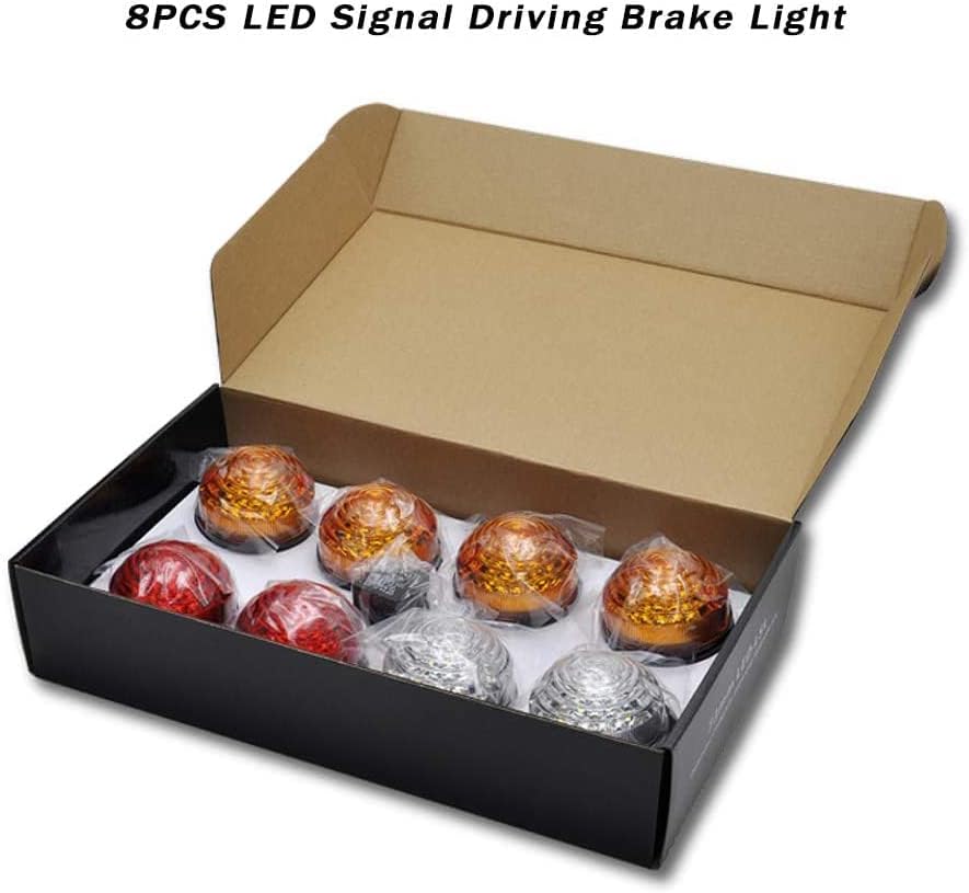Defender Led Light Update Kits – Standard Size Amber Indicatior Front Side Light Rear Stop Tail Light For L.and Ro.ver Defender 90/110 With Flasher Total 8pcs 73mm 4*Yellow+2*Clear+2*Red Led Light