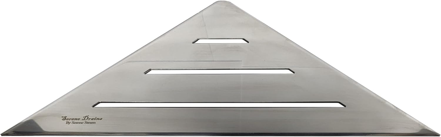 SereneDrains Stainless Steel 12' Drill in Polished Chrome Corner Shower Shelf for Inside Shower Bathroom Corner Shelf Wall Mounted Organizer Rack Caddy Floating Heavy Duty (Polished Chrome)