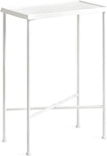 Kate and Laurel Sanzo Transitional Metal Skinny Side Table, 17 x 9 x 24, White, Rectangular Slim Bedroom Nightstand with Hammered Tabletop for Use as Bedside Accent or Living Room End Table