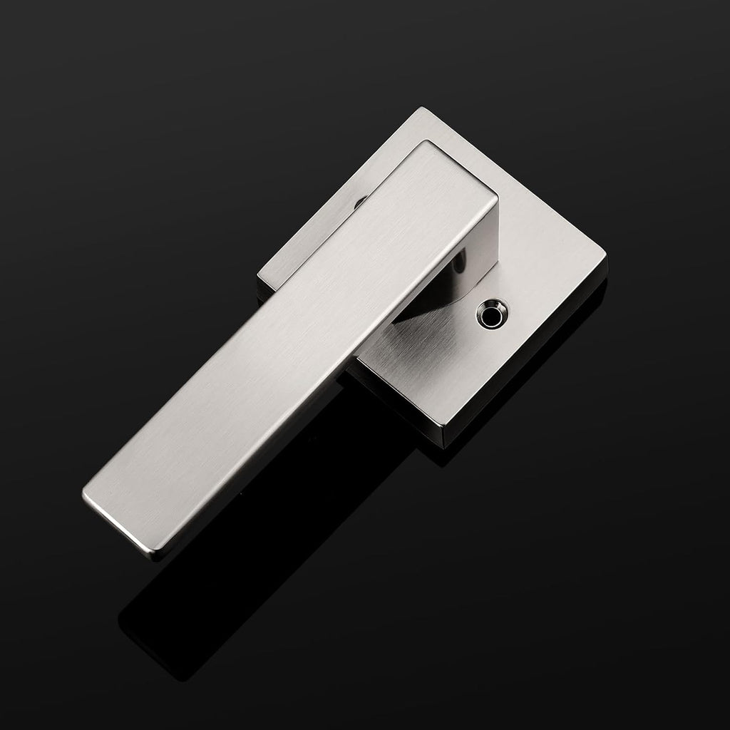 Probrico Interior Half Dummy Non-Turning Door Handles, Brushed Nickel Single Side 10 Pack Square Door Levers(Exposed Screws)