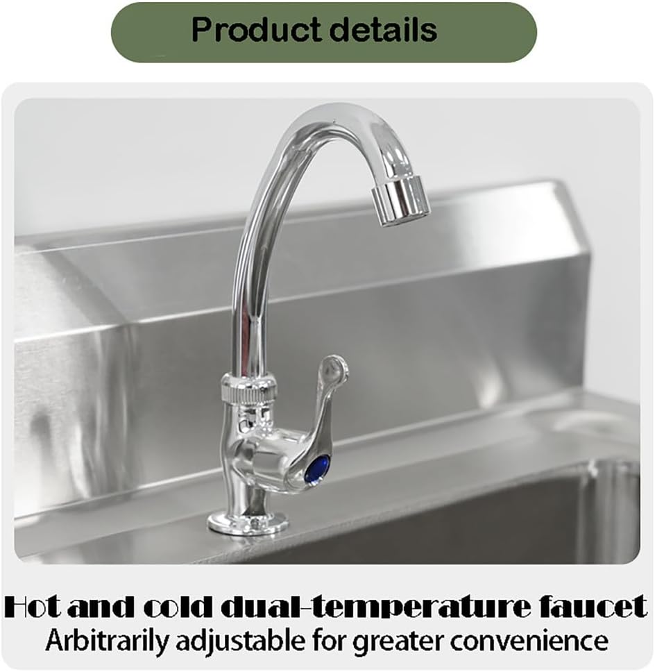 19.6-68.9In Stainless Steel Utility Kitchen Sink Freestanding Single Bowl Laundry Sink with Cold And Hot Water Faucet for Laundry & Utility Room,Bathroom,Basement,Single sink,60 * 60