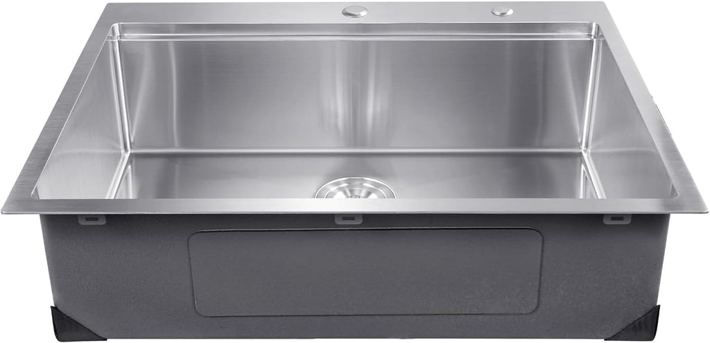 VEVOR Drop In Kitchen Sink 30 Inch Kitchen Sink Workstation, 304 Stainless Steel Top Mount Sinks, Drop-In Single Bowl with Ledge & Multiple Accessories Sink for RV, Prep Kitchen, Bar 30 x 22 x 9inch