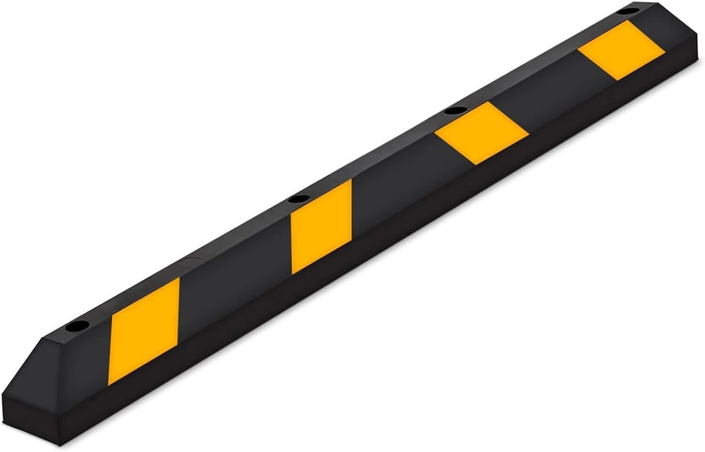 ZONETECH Parking Stopper for Garage Heavy Duty Rubber Parking Curb Stops 72' Garage Parking Stops 100-Pack Premium Quality Garage Wheel Stop Professional Grade w/Yellow Reflective Tape Bolts Included