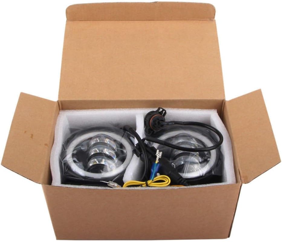 4 Inch 60 W 6000 LM LED Fog Light Bulbs 2 Pieces Kit with Halo White DRL + Amber Indicator Black,10,2 cm