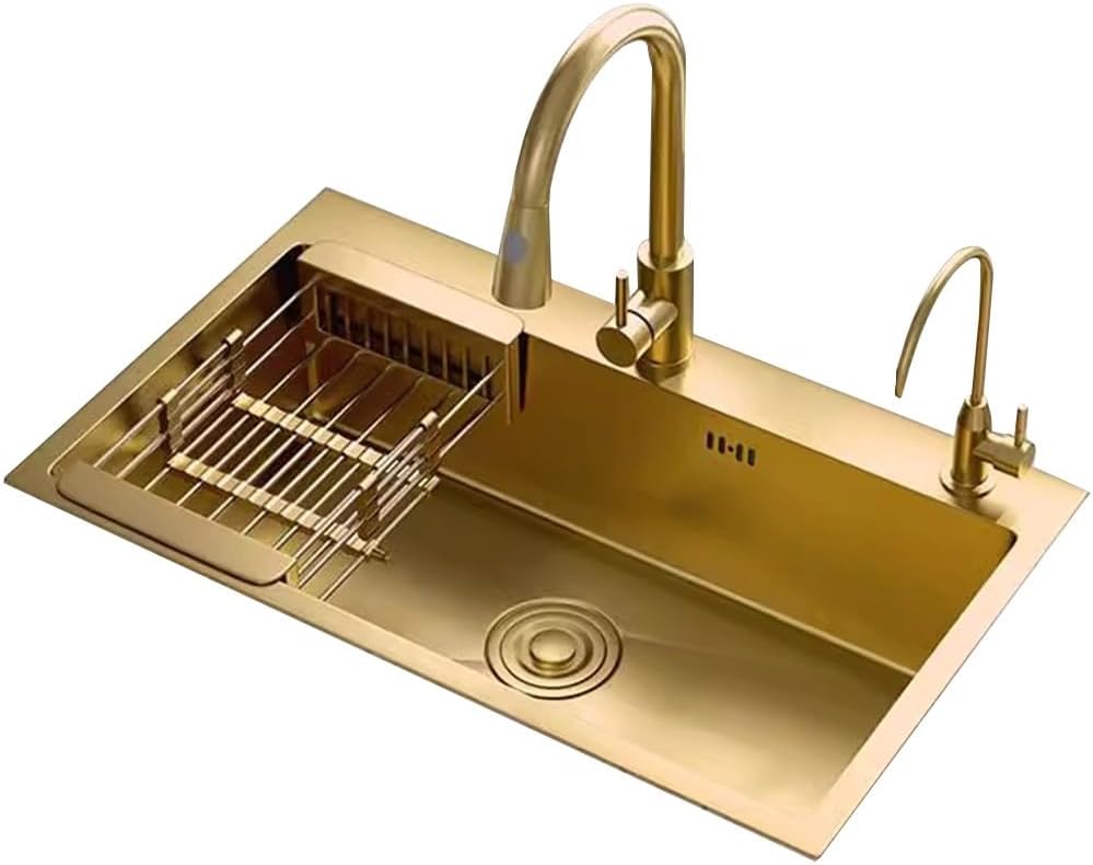 Single Bowl Kitchen Sink with Faucet Drain Hotel Restaurant Bar Sink Commercial Apartment Sink (75 * 45Cm