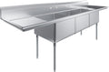 120 in. x 30 in. Stainless Steel Three Compartment Sink with 24 in. x 24 in. x 14 in. Bowls and Dual 24 in. Drainboards