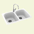 Swanstone KSLB-3322.010 33-Inch by 22-Inch Super Double Bowl Kitchen Sink, White