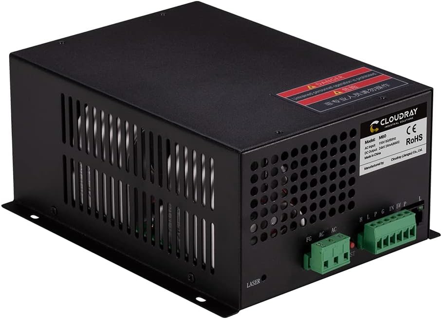 Cloudray 60W Co2 Laser Power Supply 110V for CO2 Laser Tubes Laser Engraver Cutter Engraving Machine MYJG-60W