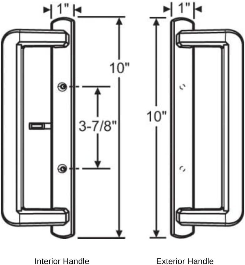 Alcan PGT 10' Sliding Glass Patio Door Handle Set w/Thumb Latch Lever, Screws Interior + Exterior Replacement w/ 3-7/8' Hole Spacing | Fix Repair PGT Door Hardware - Black