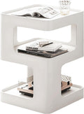 Modern Metal Side Table with Storage,Small End Table for Sofa & Couch,3-Tier Compact Nightstand for Small Spaces,White Bedside Tables for Living Room & Bedroom,No Assembly Required