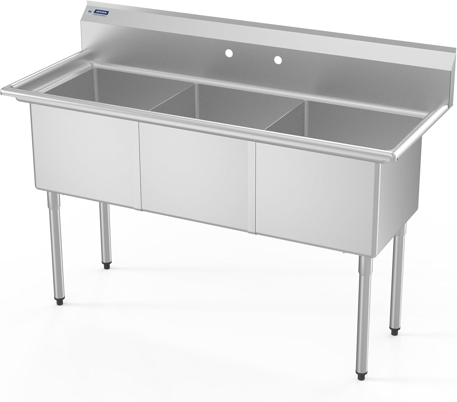 ROVSUN NSF Commercial 3 Bowl Kitchen Sink, 304 Stainless Steel, Free Standing Utility Sink for Kitchen, Laundry Room, Garage, Restaurant