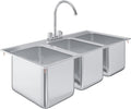 Premium Quality 36' Long Stainless Steel Compartment Drop-In Sink for Kitchen, Laundry and Garage | Commercial Sink for Restaurant | NSF Certified (3 Bowl 10' x 14' x 10')