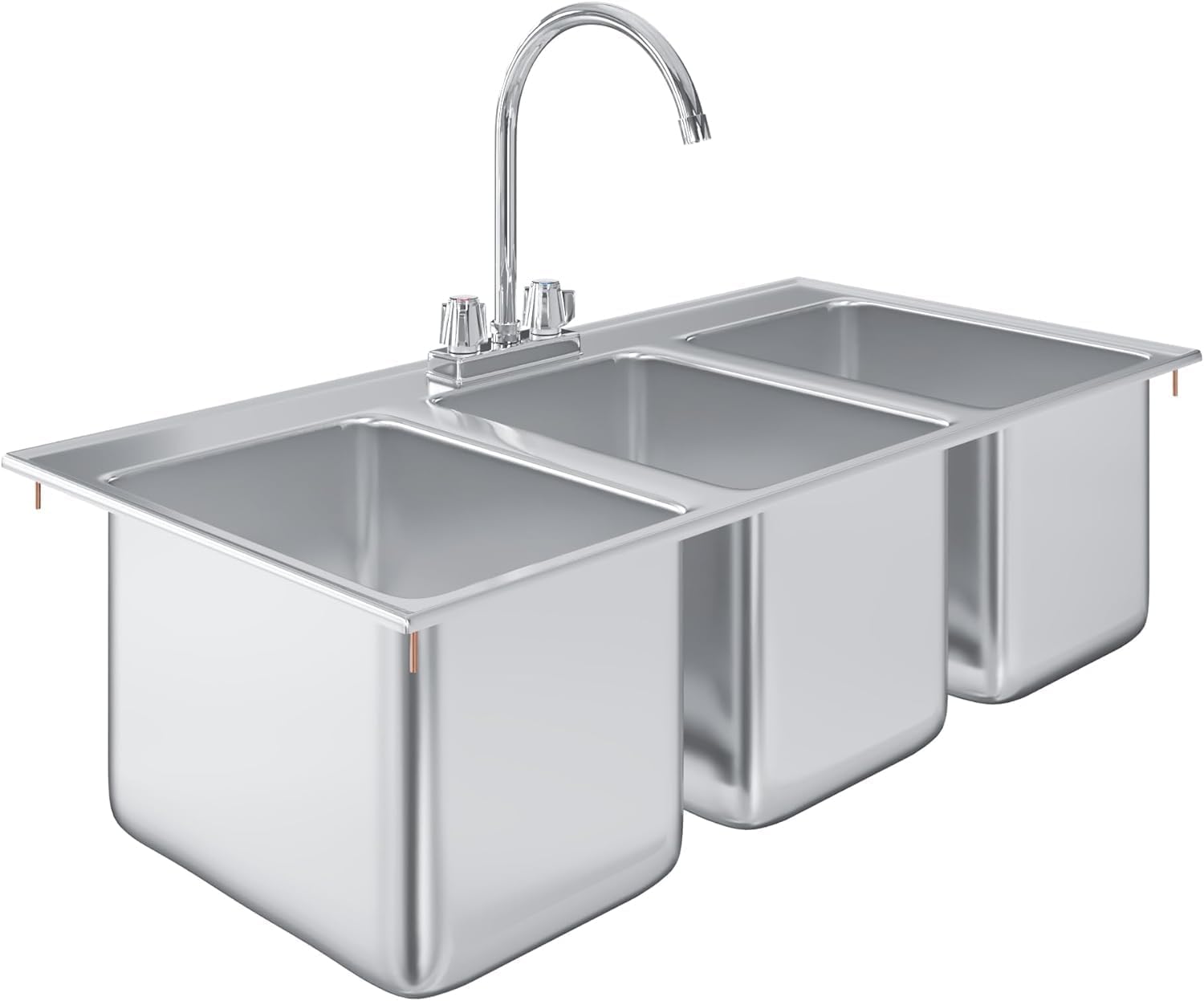 Premium Quality 36' Long Stainless Steel Compartment Drop-In Sink for Kitchen, Laundry and Garage | Commercial Sink for Restaurant | NSF Certified (3 Bowl 10' x 14' x 10')