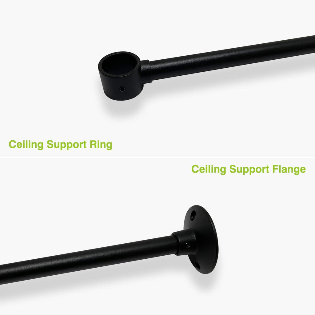 Naiture Stainless Steel Oval Shower Rod, Shower Curtain Rod with Ceiling Support for Clawfoot Tub in 54' L X 30' W, Black Finish