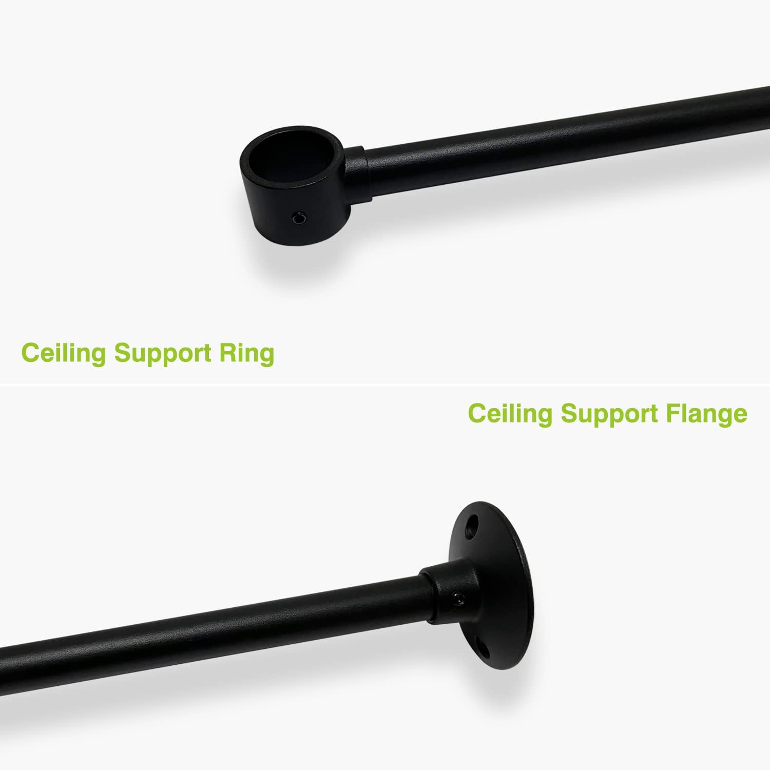 Naiture Stainless Steel Oval Shower Rod, Shower Curtain Rod with Ceiling Support for Clawfoot Tub in 54' L X 30' W, Black Finish
