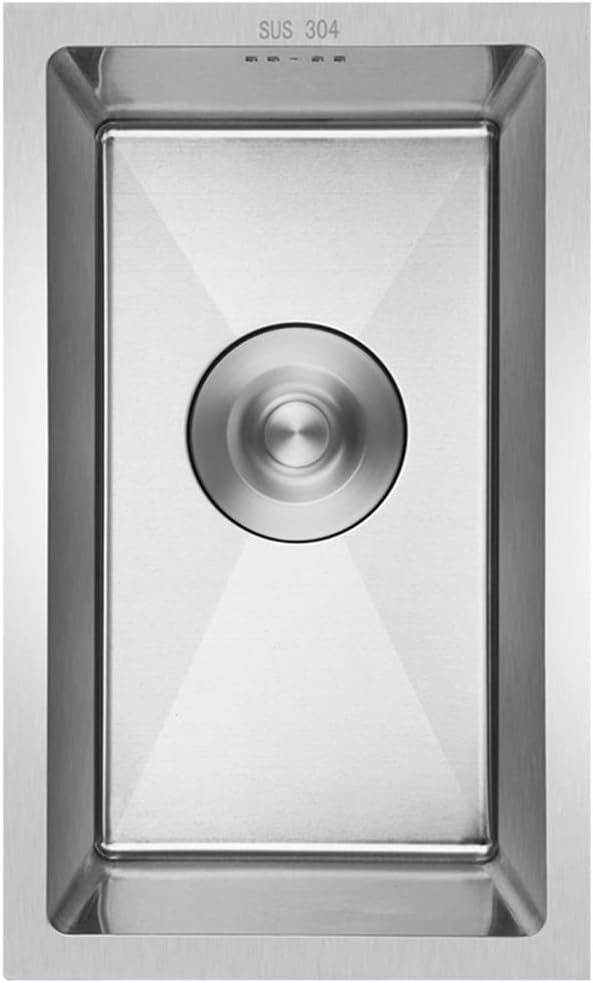 Generic Brushed Silver Single Bowl Kitchen Sinks 304 Stainless Steel Handmade Sink Bar Counter Balcony Kitchen Sink Drop in Or Undermount (Color : Silver, Size : 43x26x22cm)